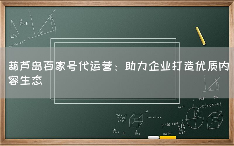 葫芦岛百家号代运营：助力企业打造优质内容生态