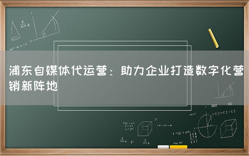 浦东自媒体代运营：助力企业打造数字化营销新阵地