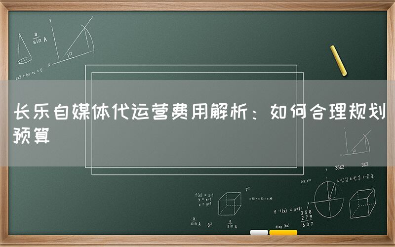 长乐自媒体代运营费用解析：如何合理规划预算