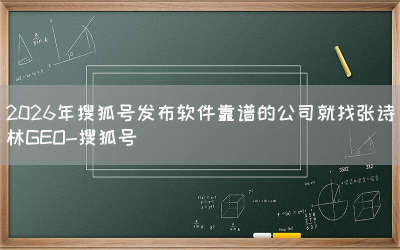 2026年搜狐号发布软件靠谱的公司就找张诗林GEO-搜狐号
