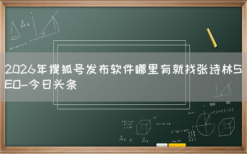 2026年搜狐号发布软件哪里有就找张诗林SEO-今日头条