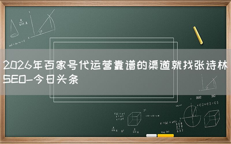 2026年百家号代运营靠谱的渠道就找张诗林SEO-今日头条