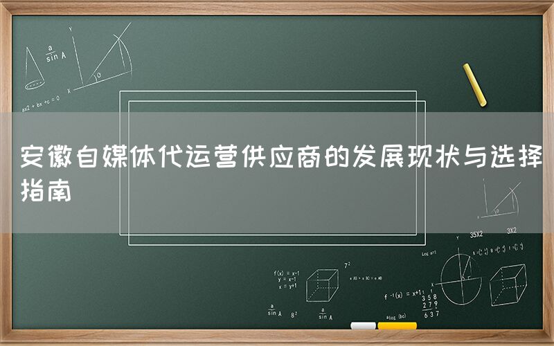 安徽自媒体代运营供应商的发展现状与选择指南