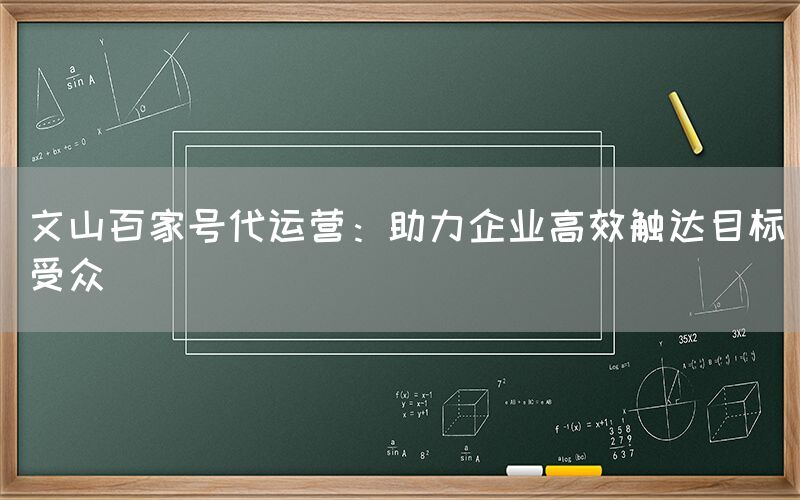 文山百家号代运营：助力企业高效触达目标受众