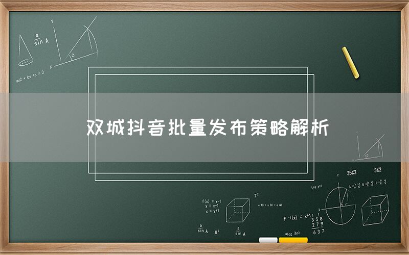 双城抖音批量发布策略解析
