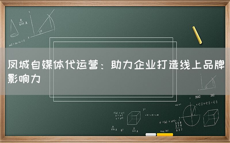 凤城自媒体代运营：助力企业打造线上品牌影响力